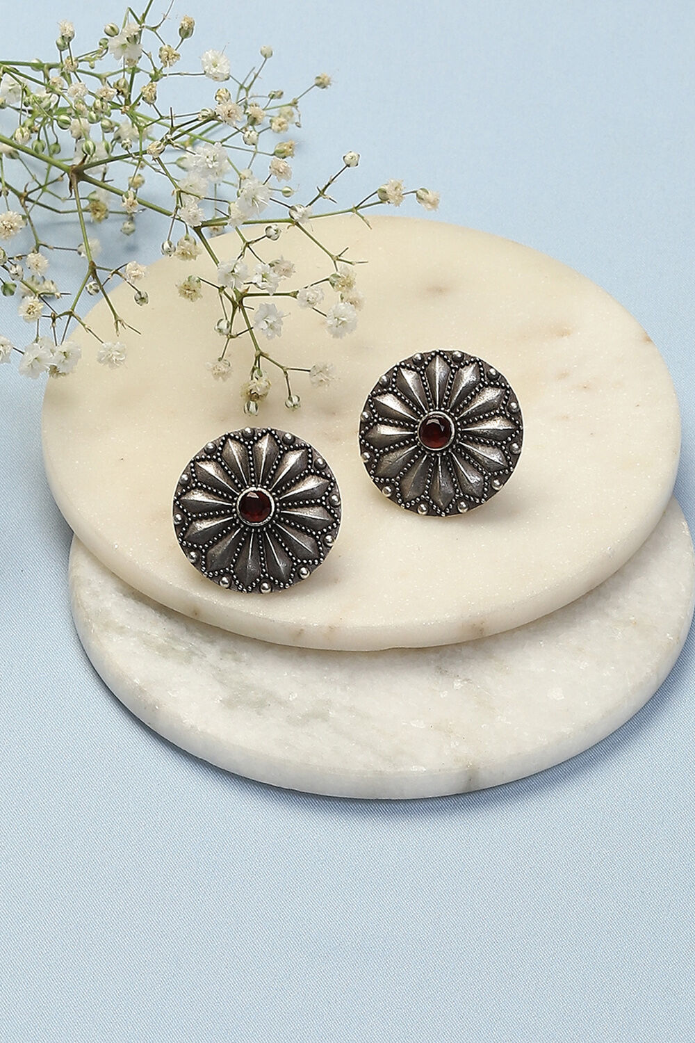 Oxidised Red Brass Earrings image number 0