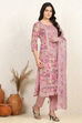 Purple Muslin Unstitched Suit Set image number 6