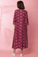 Blue Rayon Flared Lace Printed Dress image number 5