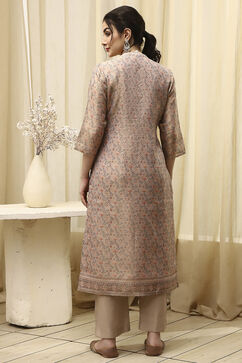 Gray Tissue Printed Unstitched Suit Set image number 5
