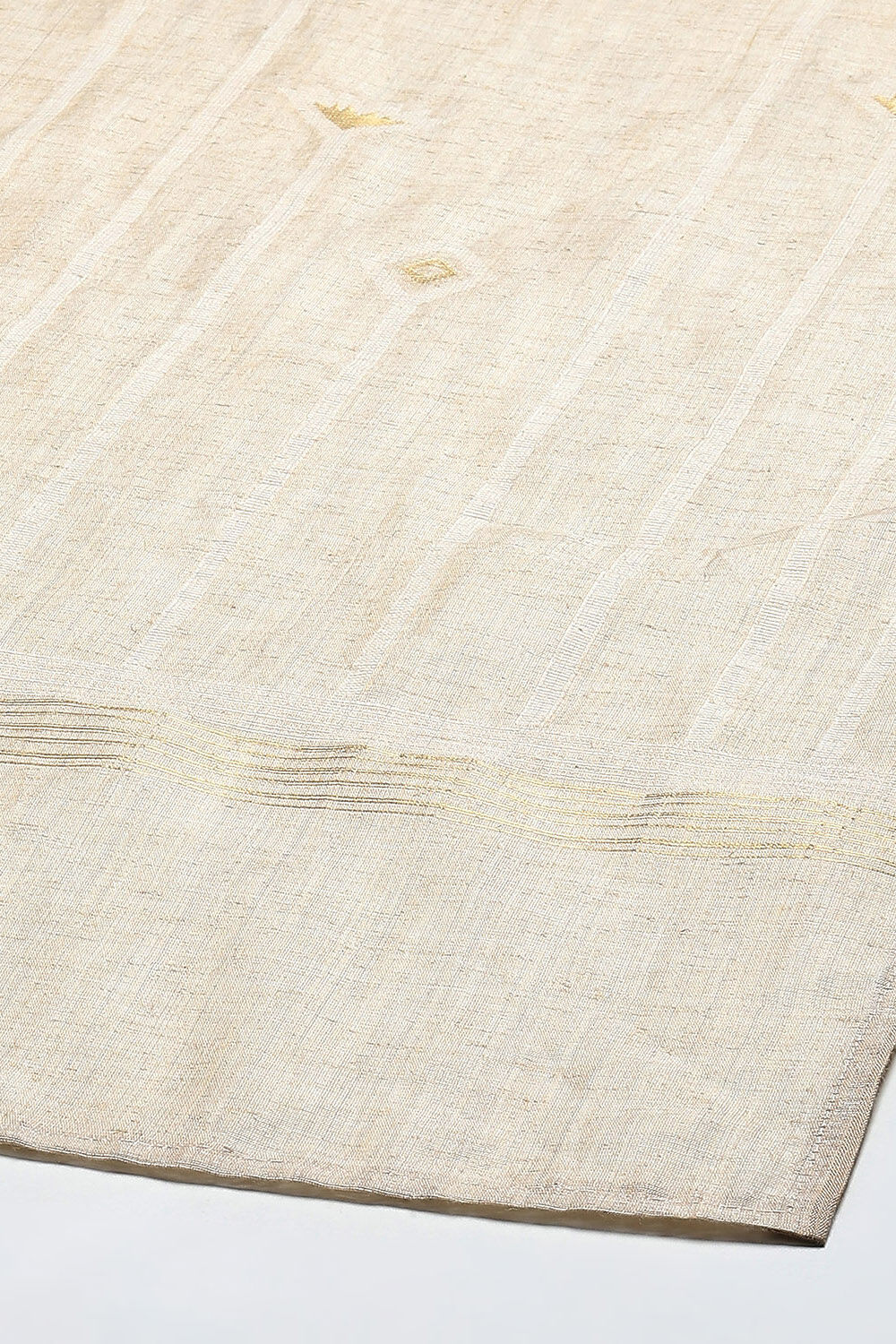 Off White Chanderi Blend Unstitched Suit set image number 4