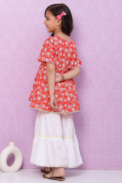 Pink Berry Cotton Short Printed Kurta image number 4