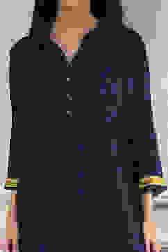 Indigo Blue Printed Straight Kurta image number 1