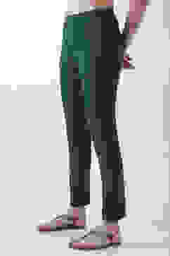 Bottle Green Solid Cotton Lycra Straight Pants image number 2