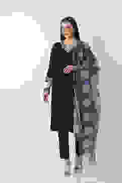 Navy Cotton Dupatta image number 3