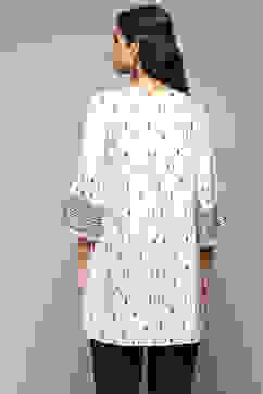 Ecru LIVA Straight Printed Kurti image number 3
