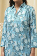 Blue Rayon Straight Printed Kurta image number 1