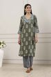 Blue Viscose Rayon Straight Kurta Palazzo Set image number 6