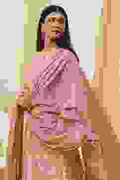 Dull Pink Cotton Solid Dupatta image number 1