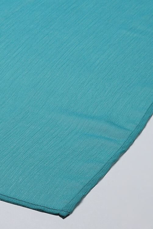 Teal Viscose Straight Kurta Regular Pants Suit Set image number 3