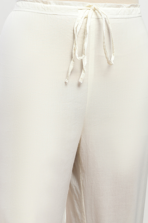 Off White Cotton Regular Solid Palazzo image number 1