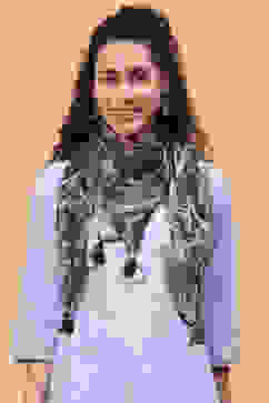 Charcoal Art Silk Printed Scarf image number 0