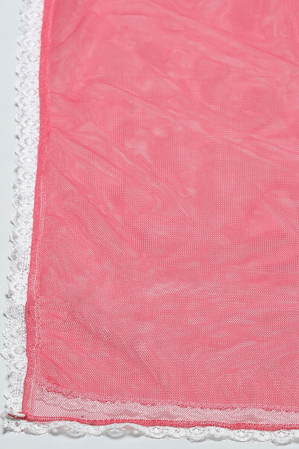 Off-White and Pink Poly Chiffon Floral Tiered Suit Set image number 3