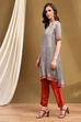 Black and White Striped High-Low A-Line Kurta image number 2