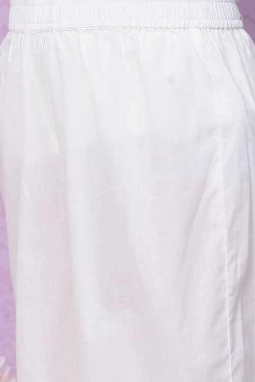 Pink Cotton Flared Embroidered Kurta Set image number 2