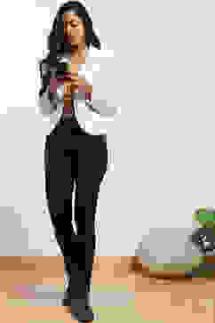 Black Cotton Blend Solid Leggings image number 0