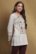 Grey Printed Winter wear Straight Short Kurta image number 4
