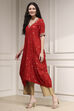 Red Printed Asymmetric A-Line Kurta image number 2