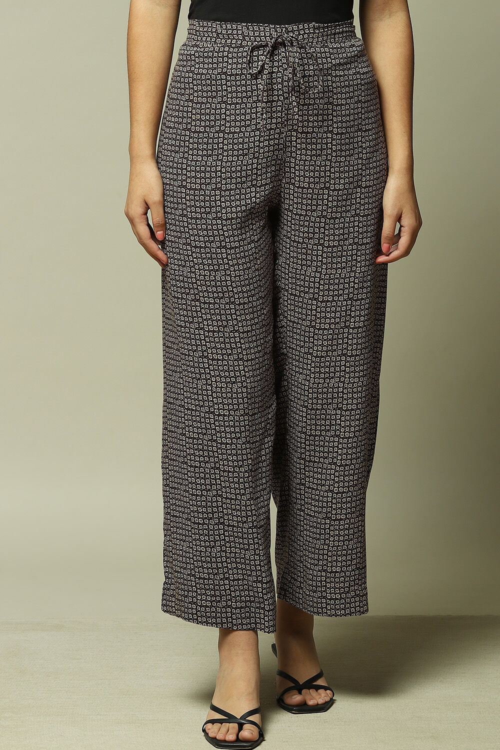 Black LIVA Straight Palazzo image number 1