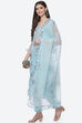 Blue Organza Unstitched Suit Set image number 7