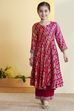 Pink Viscose Rayon Anarkali Suit Set image number 7