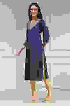 Blue Solid Straight Kurta image number 2