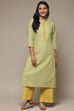 Off White Cotton Straight Kurta Palazzo Suit Set image number 5