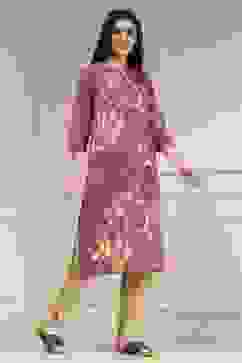 Onion Pink Cotton Printed Straight Kurta image number 4