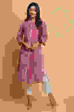 Pink Rayon Straight Kurta Pants Set image number 0