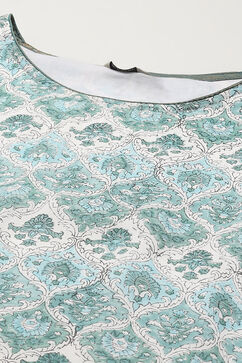 White Green Muslin Unstitched Suit set image number 2