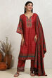 Orange Pashmina Machine Embroidery Unstitched Suit Set image number 1