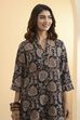 Black Poly Viscose Floral Straight Kurta image number 1