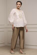 Antique Gold Polyester Straight Palazzos image number 0