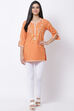 Orange Cotton Short Cotton Kurti image number 5