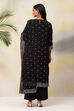 Black Art Silk Straight Kurta Palazzo Suit Set image number 7