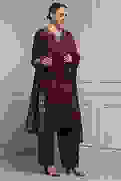 Blue-Brown Modal Straight Printed Suit Set image number 5