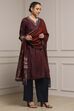 Blue-Brown Modal Straight Printed Suit Set image number 5