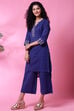 Red Cotton Flax Straight Kurta Pants Set image number 0