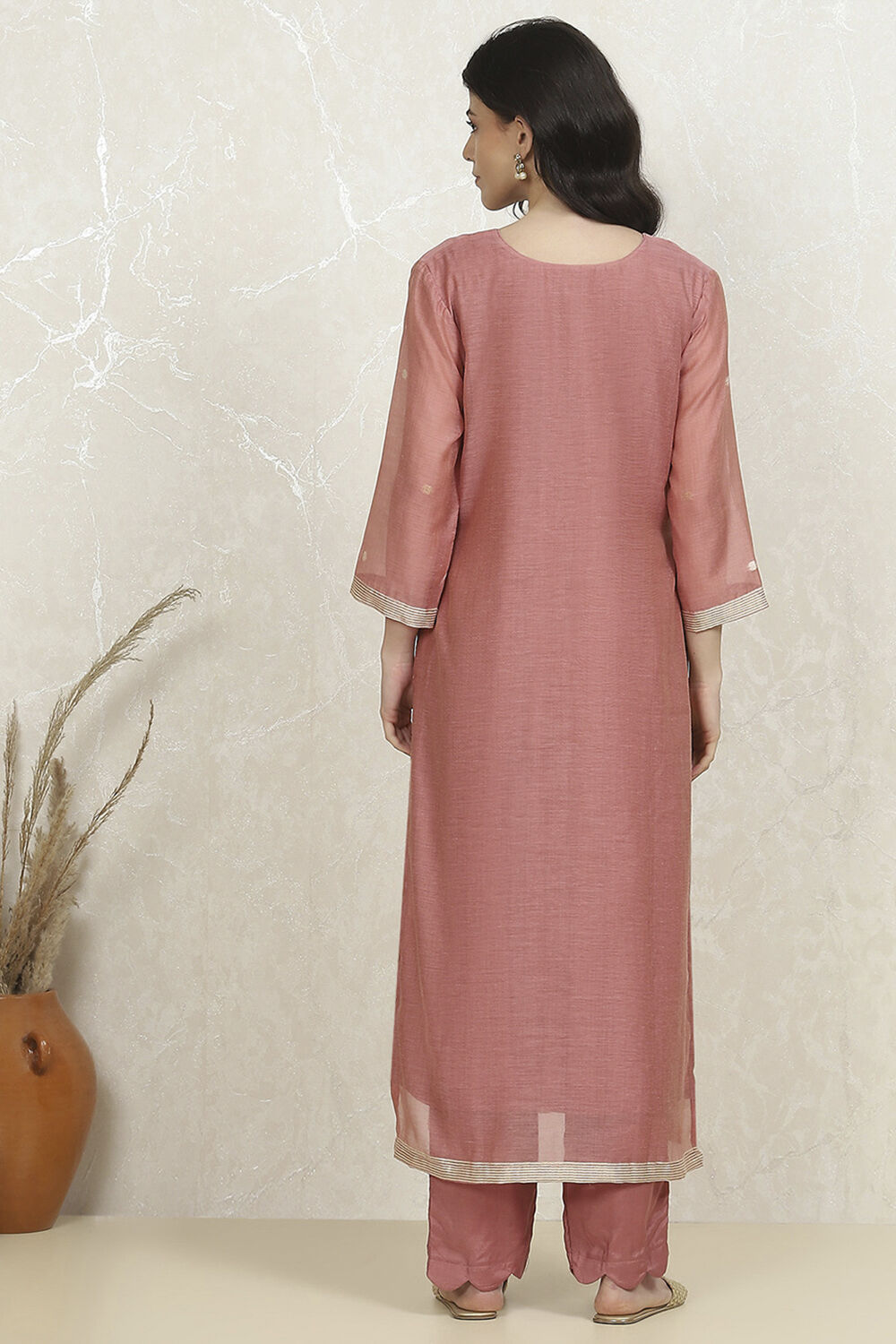 Mauve Chanderi  Unstitched Suit Set image number 5