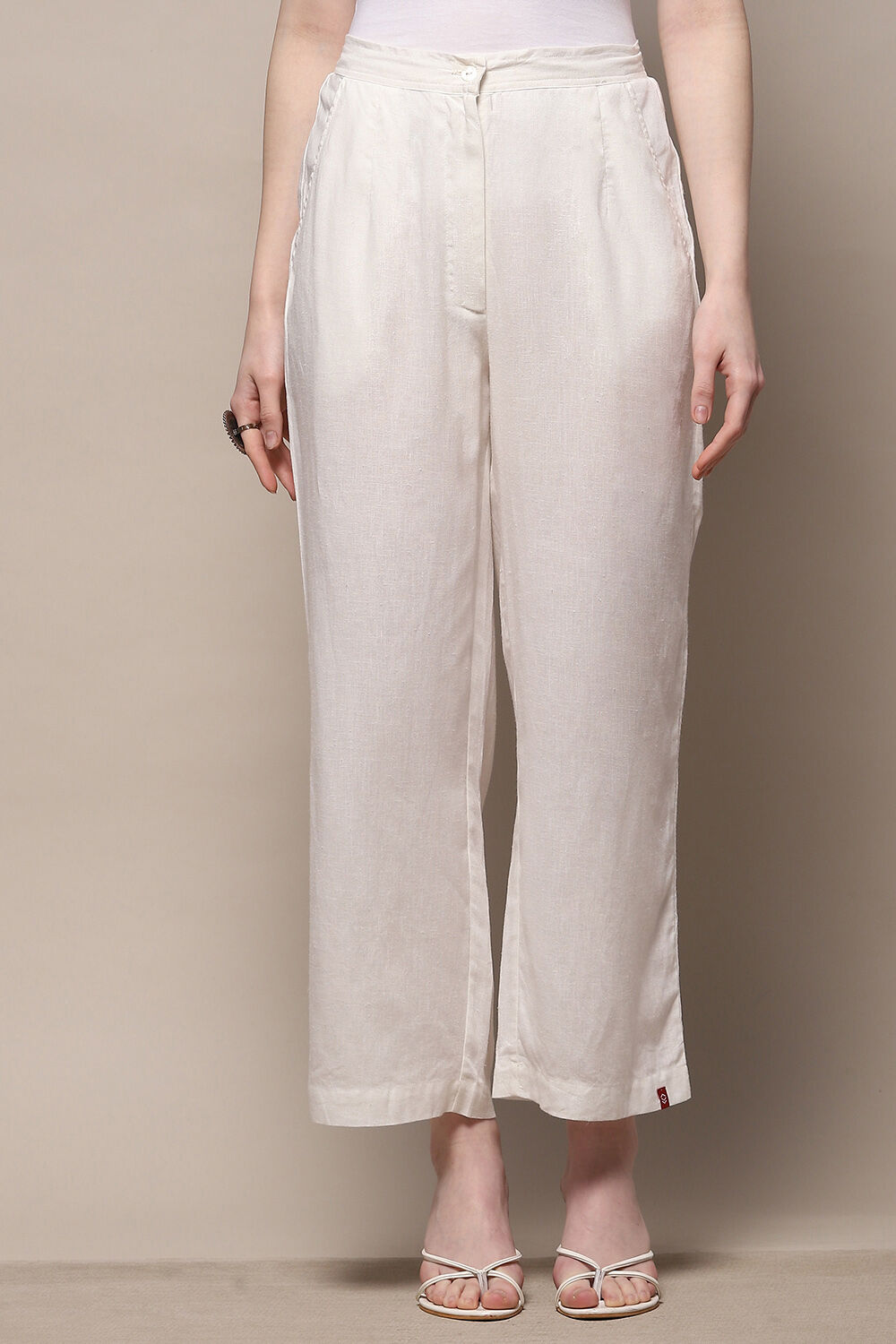 Off White Cotton Regular Pant image number 5