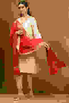 Red Polyester Dupatta image number 0