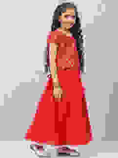 Red Art Silk Straight Lehenga Set image number 2