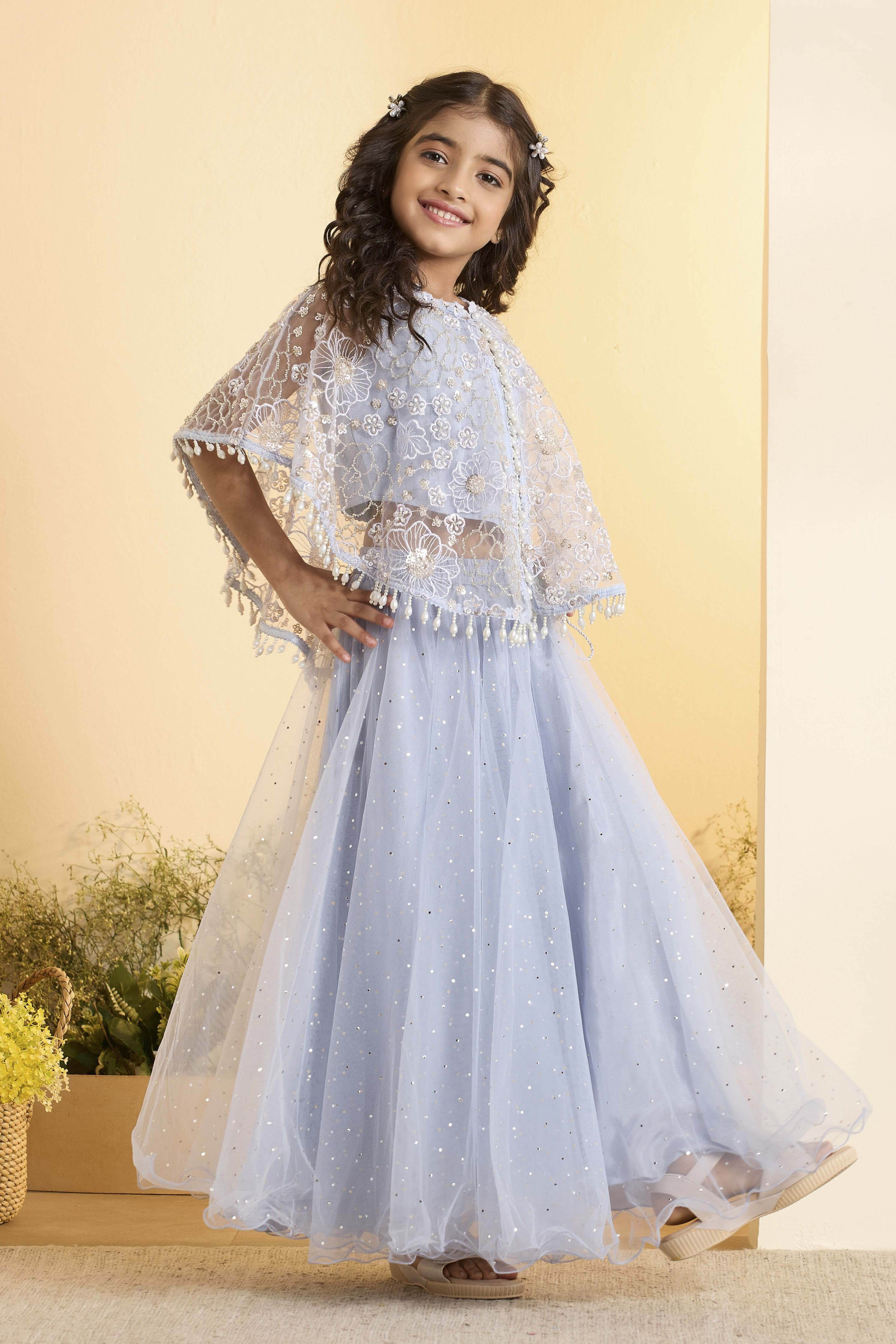 Lavender Nylon Flared Lehenga Set image number 5