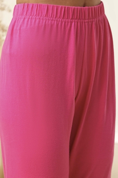 Pink Cotton Embroidered Anarkali Suit Set image number 2