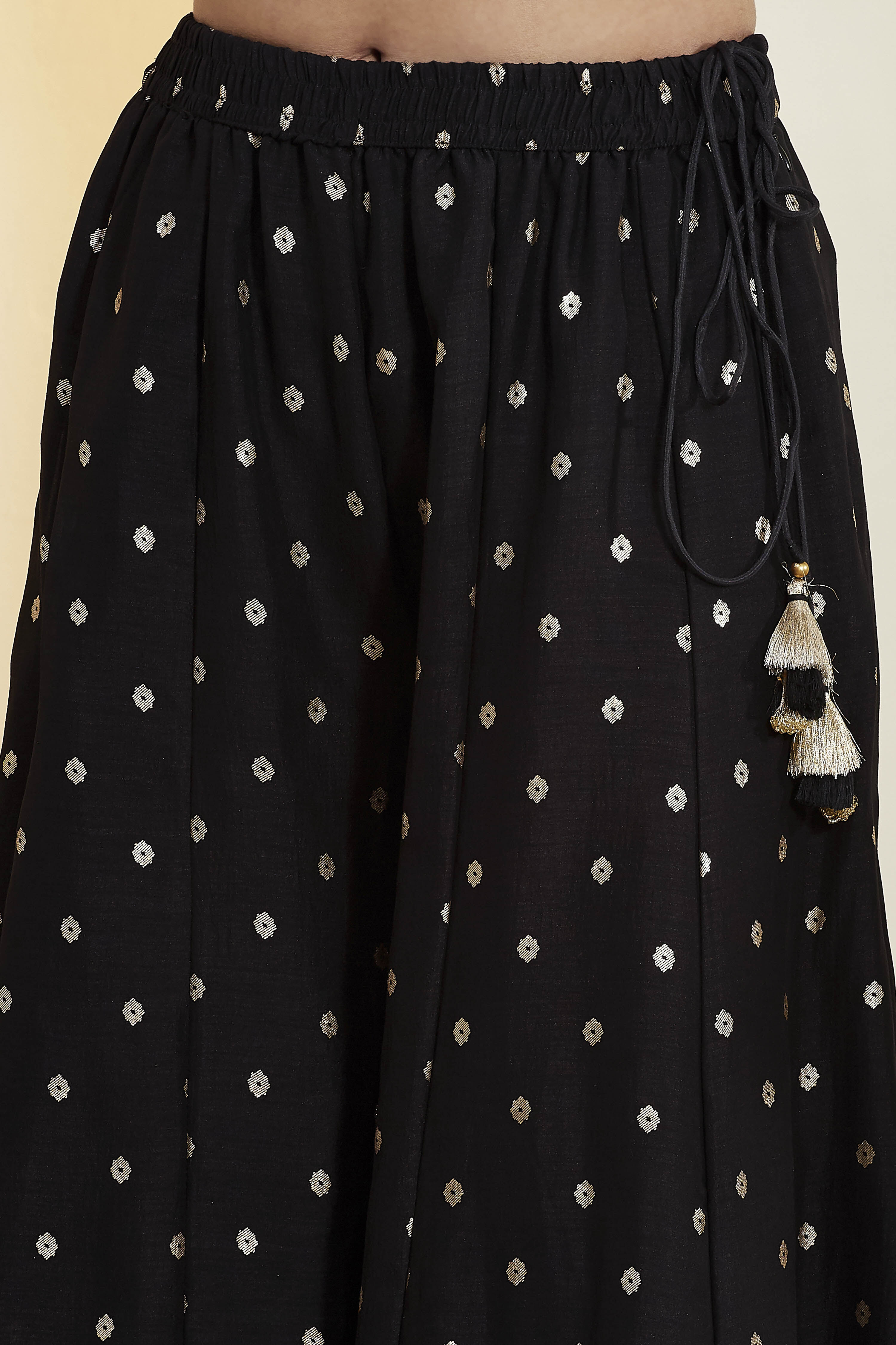 Black Viscose Rayon Embroidered Fusion Set image number 2