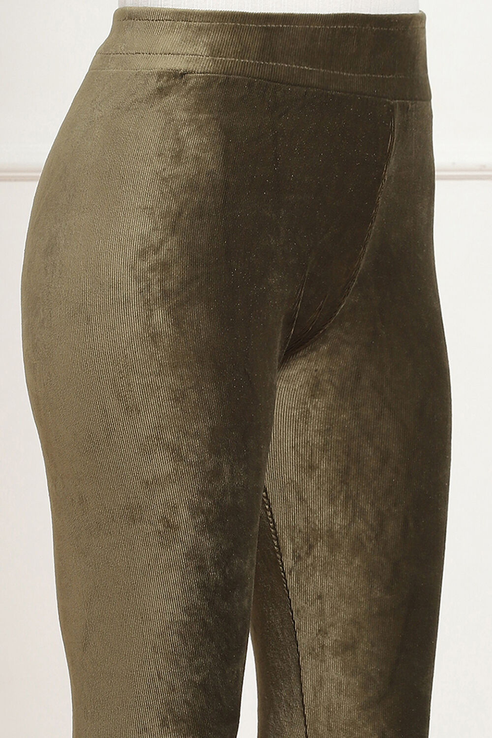 Burgundy Cotton Solid Jeggings image number 1