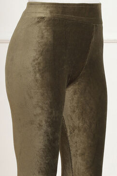 Olive Green Cotton Solid Jeggings image number 1