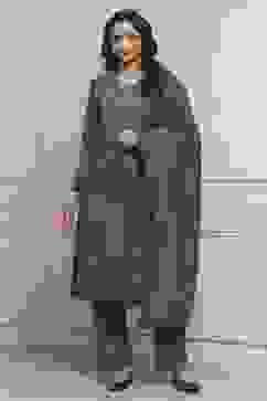 Green Printed Straight Winter Suit Set image number 6