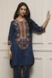 Blue Cotton Straight Printed Kurta Pants Set image number 7