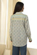 Blue Cotton Printed Straight Shirt image number 3